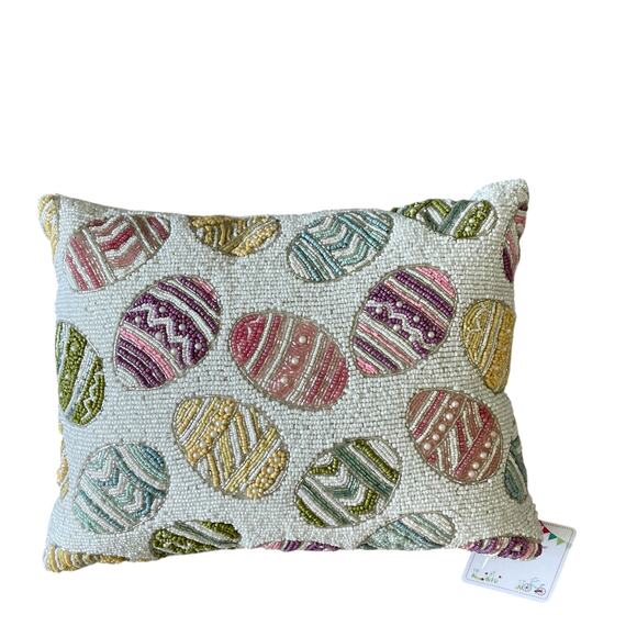Colorful Easter Eggs Beaded Accent Pillow 12x16 Cottontail Lane Decor NEW - Picture 13 of 13